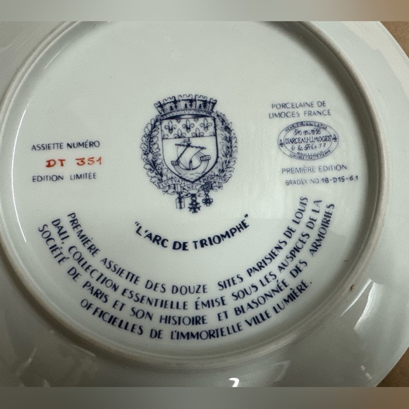 Limoges France Porcelain Plate Louis Dali” L Arc de Triomphe “ Limited Edition - Picture 2 of 2